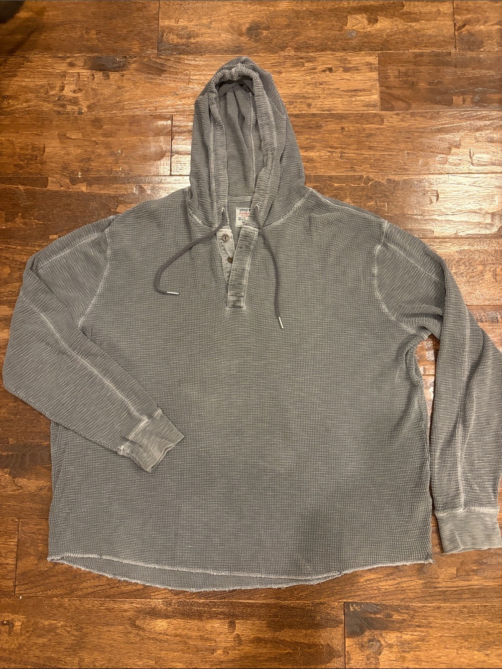 Lucky Brand Men's Hooded Waffle Knit Pullover - Gray